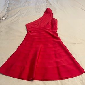 Herve Leger One Shoudler Fuscia Dress Size M